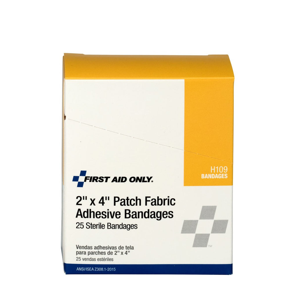 First Aid Only 2 in x 4 in Extra-Large Plastic Bandages - High-Coverage Protective Strips for Wound Care, 25 Per Box