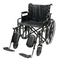 MOBB Bariatric Steel Wheelchair, 22" Seat, Detachable Arm Rest & Elevated Leg Rest