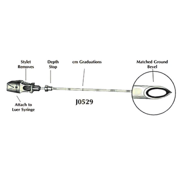 Jorgensen Labs J0529N Unmarked Spinal Needle 18G x 8 Inch for Spinal Tap Procedures