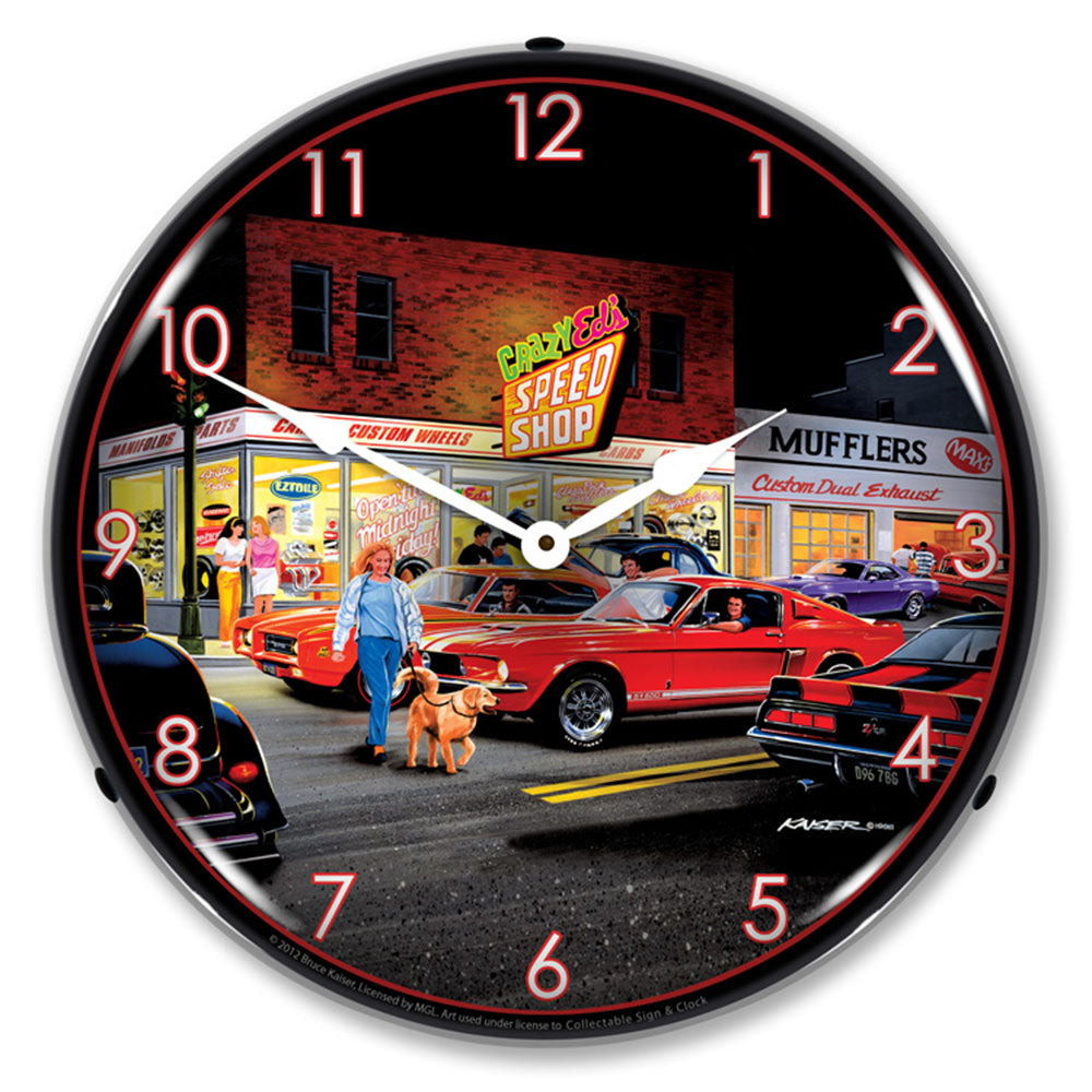 Crazy Ed's Speed Shop 14" LED Wall Clock