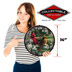 Spring Cardinals 14" LED Wall Clock