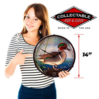 Green Wing Teal Duck 14" LED Wall Clock