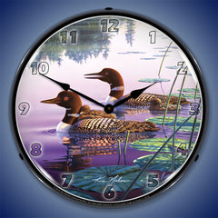 Northern Splendor Loons 14" LED Wall Clock