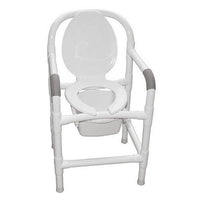 MJM Bedside PVC Commode Chair with Elongated Seat and Open Front Lid