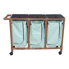 MJM Wood Tone Triple Bag Laundry Hamper