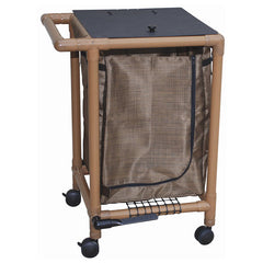 MJM Woodtone Wide Single Hamper with Mesh Bag, 25.71 Gal Capacity