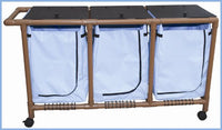 MJM Wood Tone Wide Triple Laundry Hampers