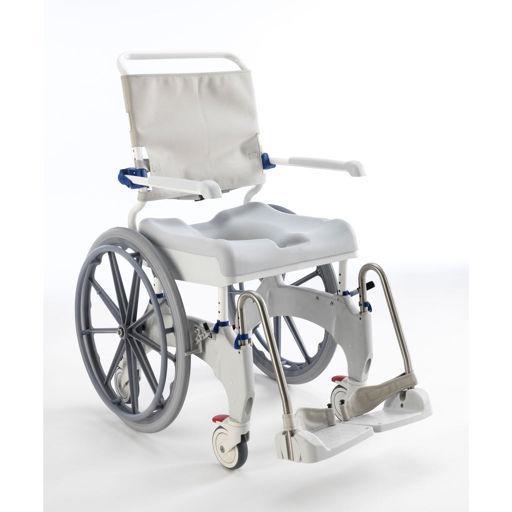 Aquatec Ocean Ergo SP Self-Propelled Shower Commode Chair | Ergonomic Stainless Steel Mobility Solution for Independent Personal Care