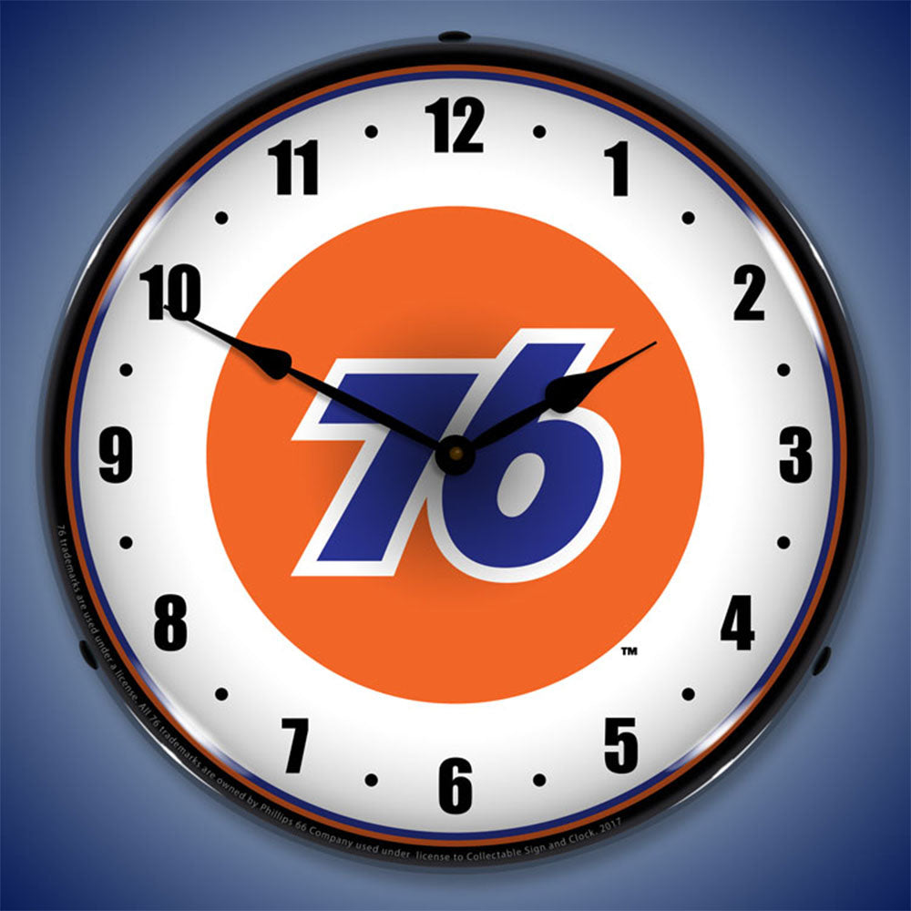 Collectable Sign & Clock Union 76 14" LED Wall Clock – High-Visibility Backlit Industrial Timepiece