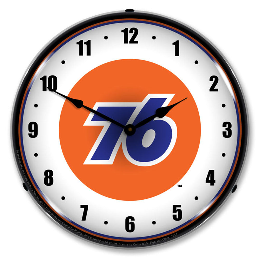Collectable Sign & Clock Union 76 14" LED Wall Clock – High-Visibility Backlit Industrial Timepiece