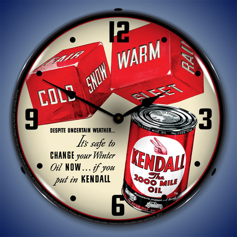Kendall "The 2000 Mile" Motor Oil 14" LED Wall Clock