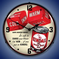 Kendall "The 2000 Mile" Motor Oil 14" LED Wall Clock
