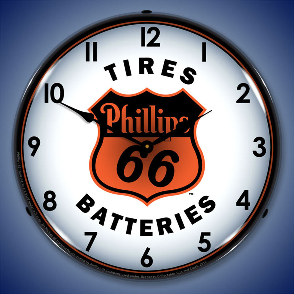 Phillips 66 Tires & Batteries 14" LED Wall Clock