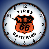 Phillips 66 Tires & Batteries 14" LED Wall Clock