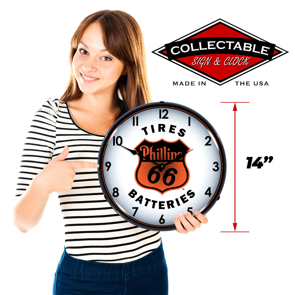 Phillips 66 Tires & Batteries 14" LED Wall Clock