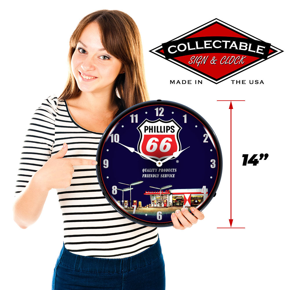 Phillips 66 Gas Station 1 14" LED Wall Clock