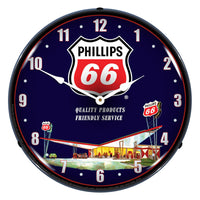 Phillips 66 Gas Station 2 14" LED Wall Clock