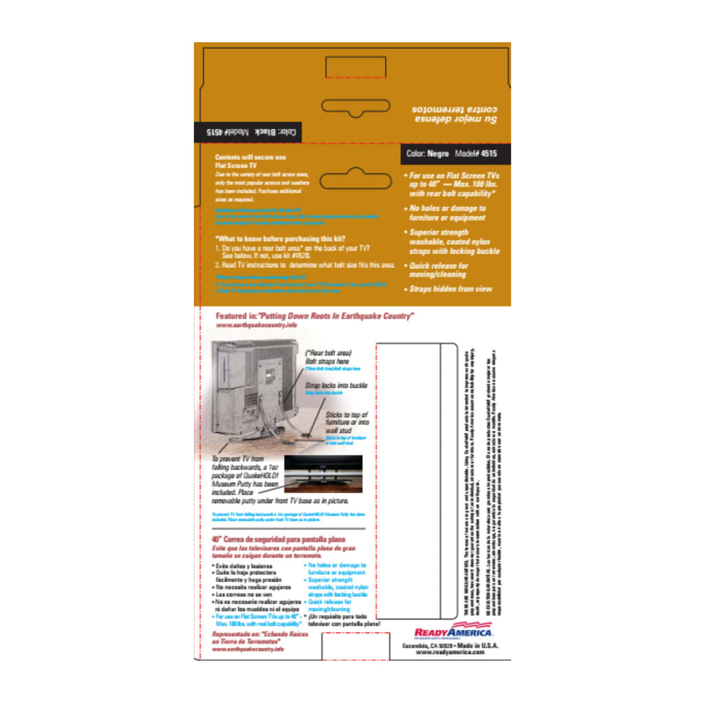MayDay QuakeHOLD! 40" Flat Screen Safety Strap for Seismic Protection