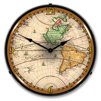 1730 World Map 14" LED Wall Clock