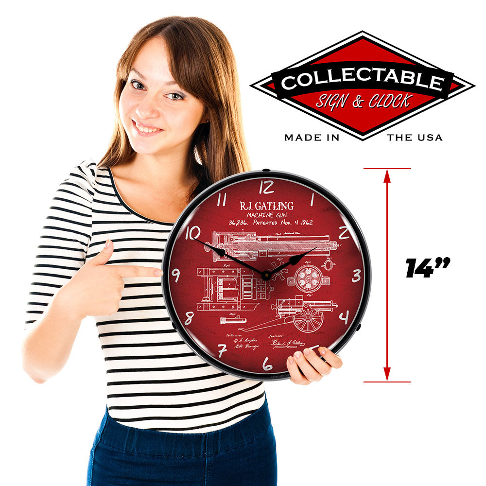 Gatling Gun Patent 14" LED Wall Clock