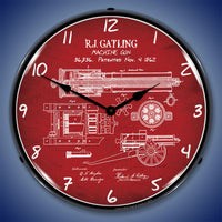 Gatling Gun Patent 14" LED Wall Clock