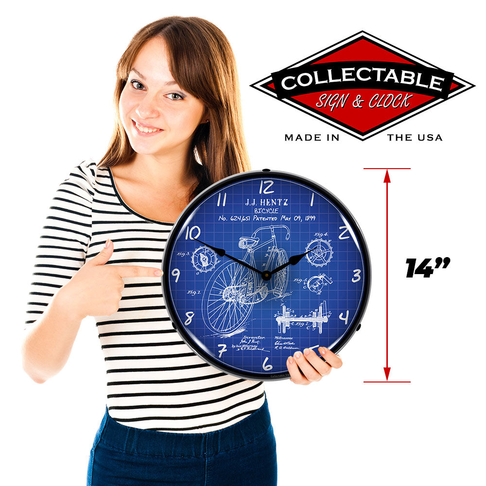 1899 Bicycle Patent 14" LED Wall Clock