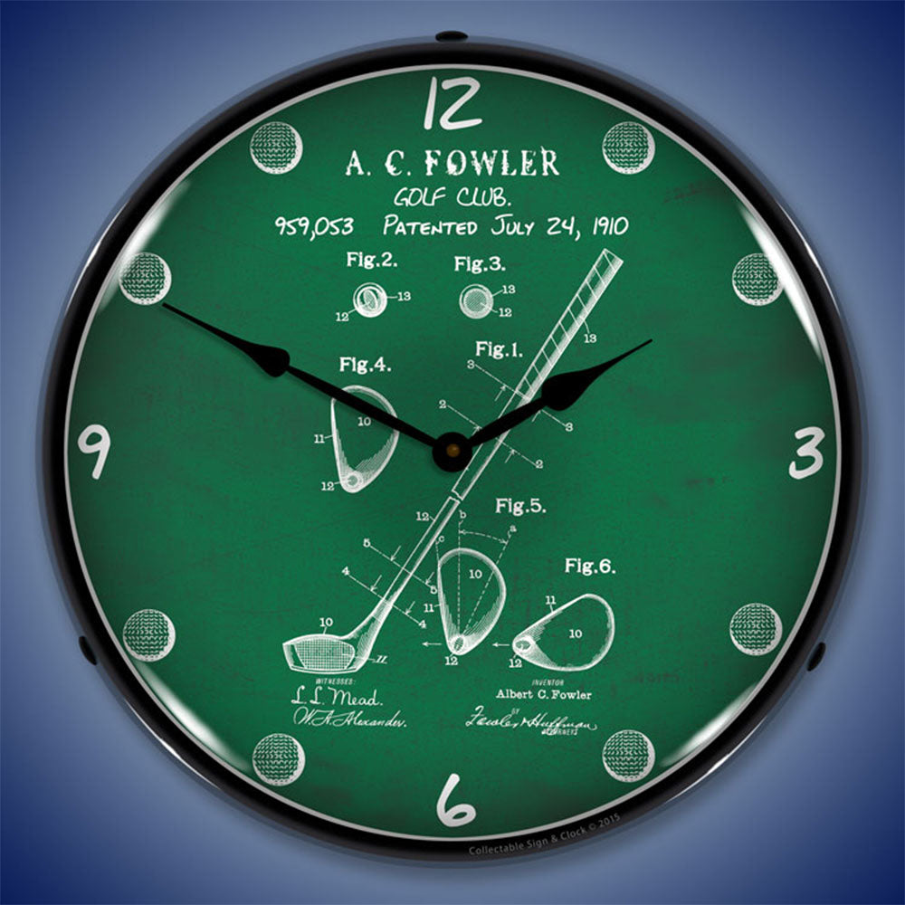 1910 Golf Club Patent 14" LED Wall Clock