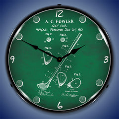 1910 Golf Club Patent 14" LED Wall Clock