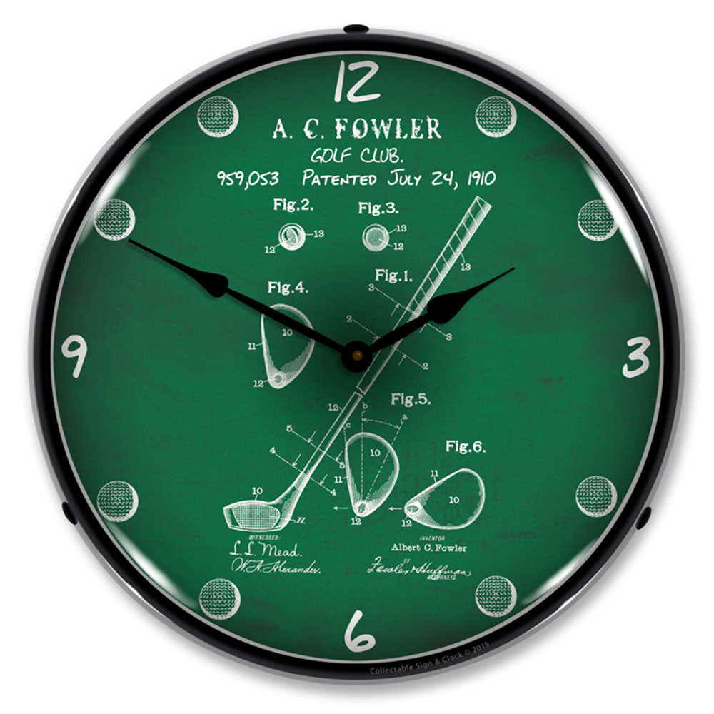 1910 Golf Club Patent 14" LED Wall Clock