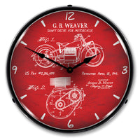 1941 Indian Motorcycle Patent 14" LED Wall Clock