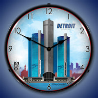 Detroit Skyline 14" LED Wall Clock