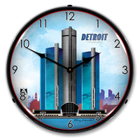 Detroit Skyline 14" LED Wall Clock