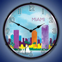 Miami Skyline 14" LED Wall Clock