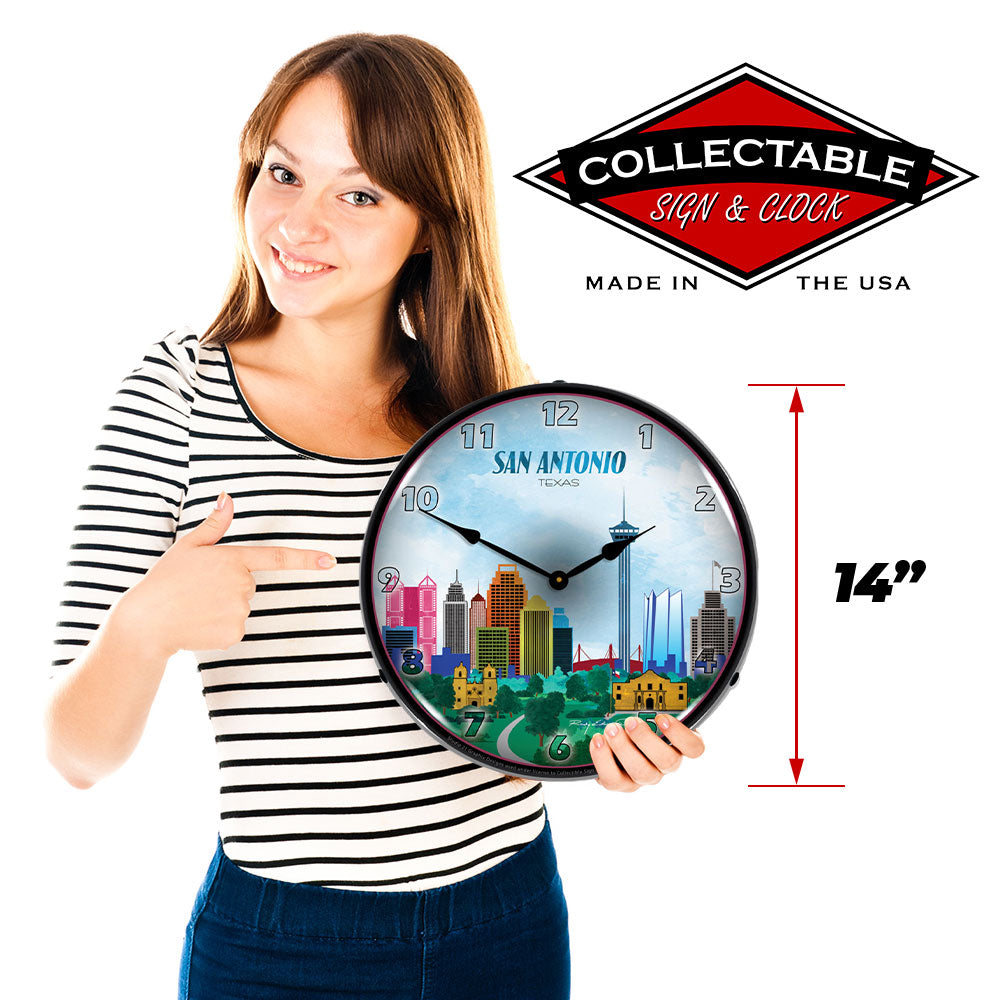 San Antonio Skyline 14" LED Wall Clock