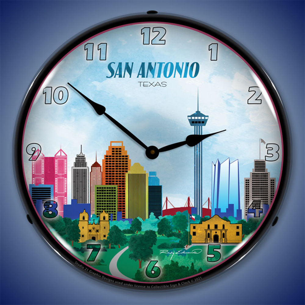 San Antonio Skyline 14" LED Wall Clock