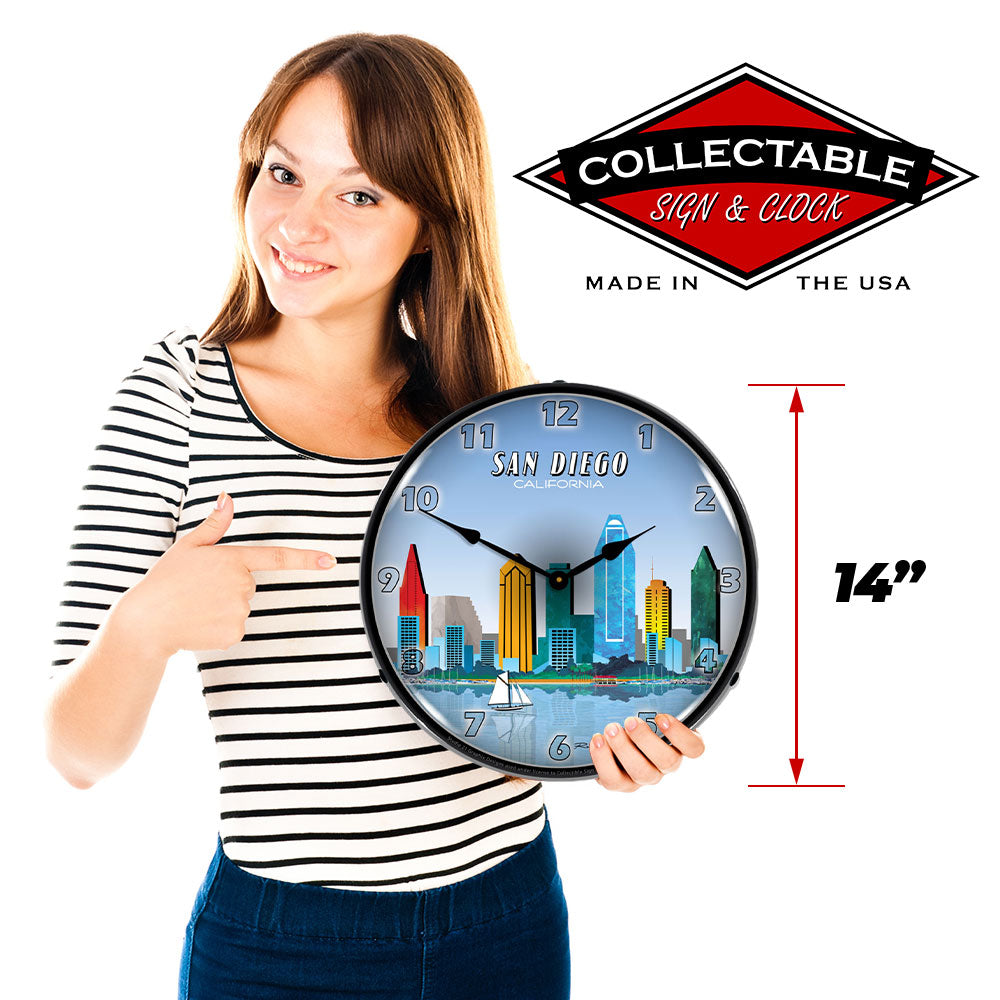 San Diego Skyline 14" LED Wall Clock