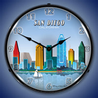 San Diego Skyline 14" LED Wall Clock