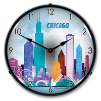 Chicago Skyline 14" LED Wall Clock