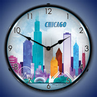 Chicago Skyline 14" LED Wall Clock