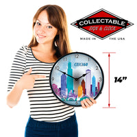 Chicago Skyline 14" LED Wall Clock