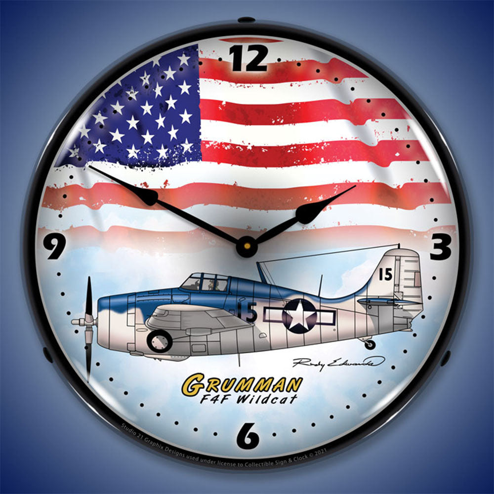 Grumman F4F Wildcat 14" LED Wall Clock