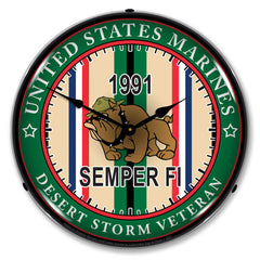 Marine Veteran Operation Desert Storm 14" LED Wall Clock