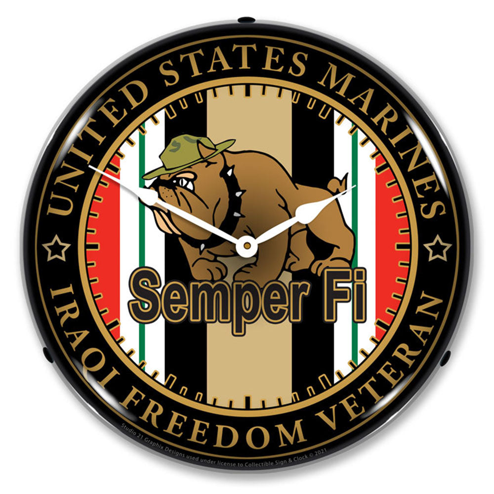 Marine Veteran Operation Iraqi Freedom 14" LED Wall Clock