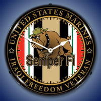 Marine Veteran Operation Iraqi Freedom 14" LED Wall Clock