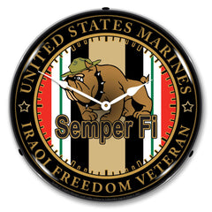 Marine Veteran Operation Iraqi Freedom 14" LED Wall Clock