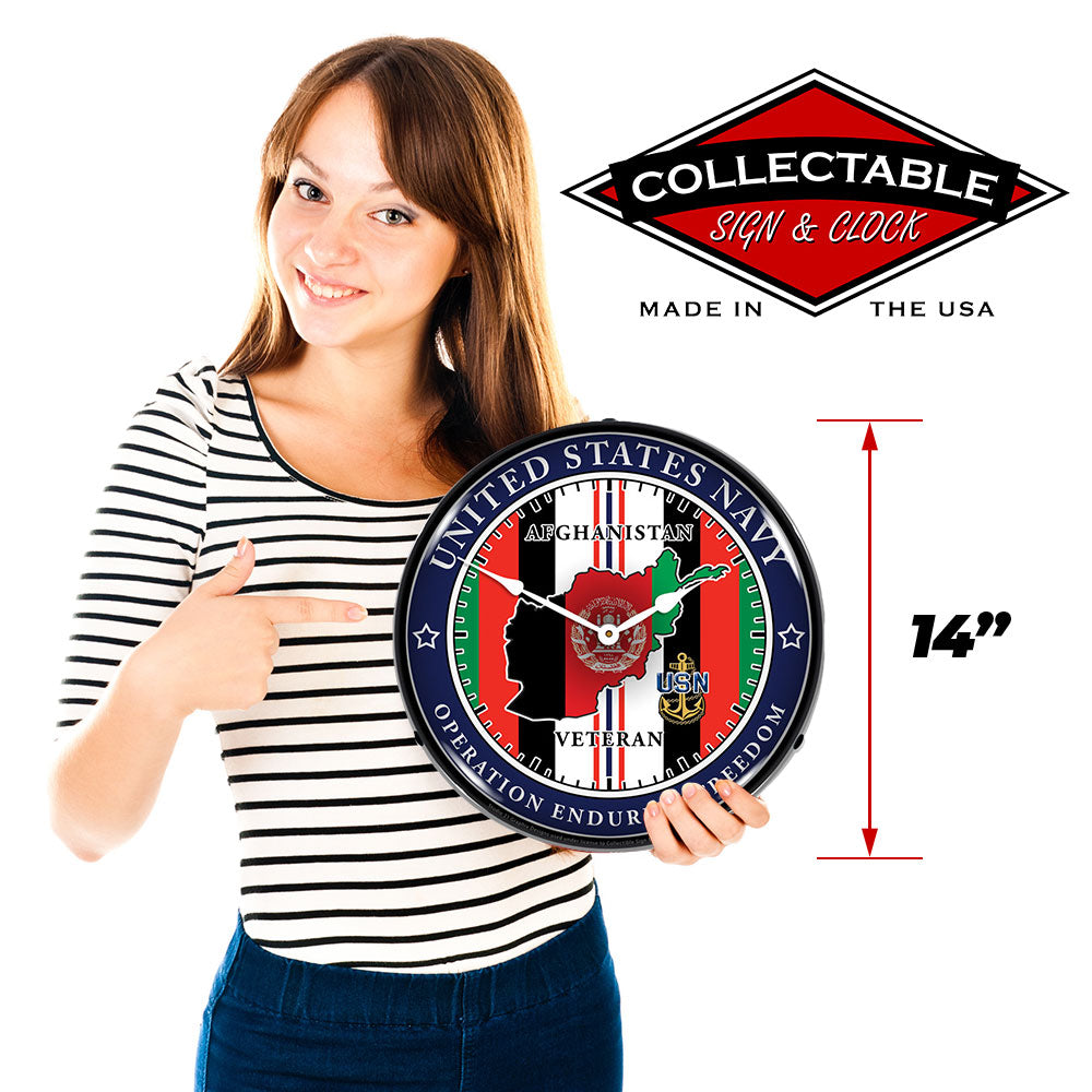 Navy Veteran Operation Enduring Freedom 14" LED Wall Clock