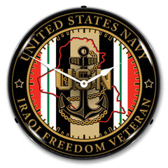 Navy Veteran Operation Iraqi Freedom 14" LED Wall Clock