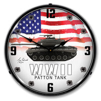 WWII Patton Tank 14" LED Wall Clock