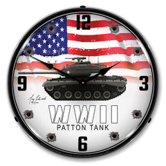 WWII Patton Tank 14" LED Wall Clock