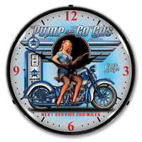 Pump and Go Gas Next Service 200 Miles 14" LED Wall Clock